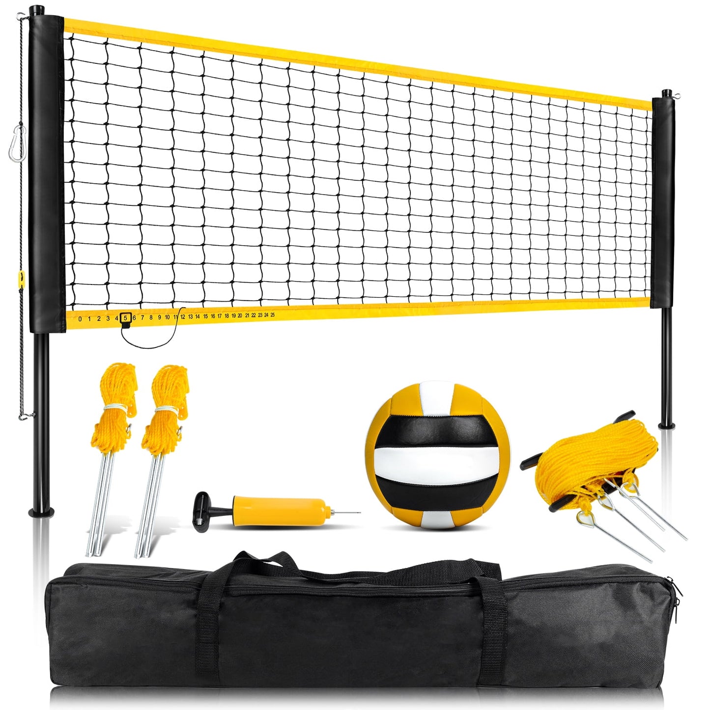 JASCOPRO Volleyball Net System Set for Backyard, 32*8 Feets, Three Heights Adjustable