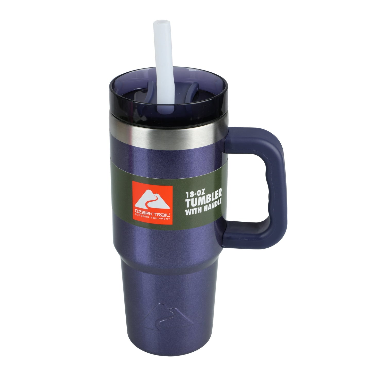 Ozark Trail 18 oz Vacuum-Insulated Stainless-Steel Tumbler with Handle, Skipper Blue